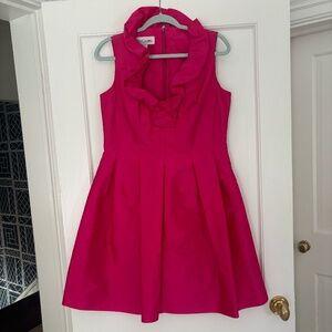 SARA CAMPBELL Hot Pink Cocktail Dress with Ruffle Neck
